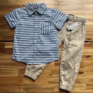 DKNY Boy’s Set Pull On Pants / Button Down Shirt Size 3T Preppy Party Resort NEW